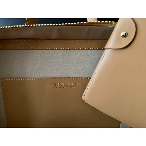 Women's Tan Leather Attache/Briefcase w/Matching Leather Portfolio - Picture 8 of 16